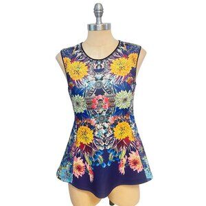 Clover Canyon Floral Peplum Sleeveless Top Size Medium